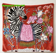 Hermes Red Floral Zebra Flannel Sofa Throw Blanket IMG_5345